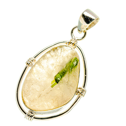 Green Tourmaline In Quartz Pendants handcrafted by Ana Silver Co - PD759901