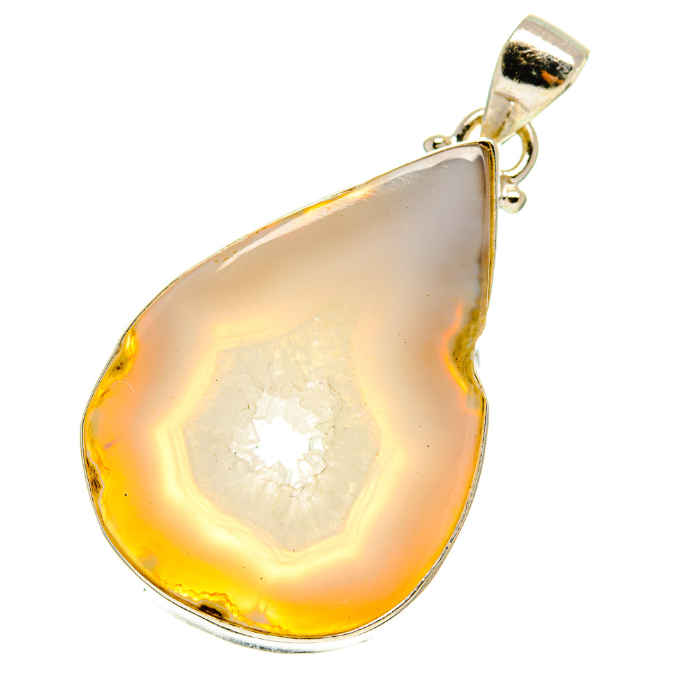 White Geode Slice Pendants handcrafted by Ana Silver Co - PD759911