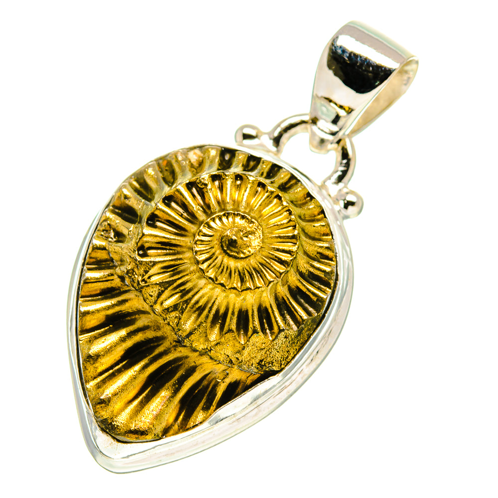 Pyrite Fossil Pendants handcrafted by Ana Silver Co - PD759932