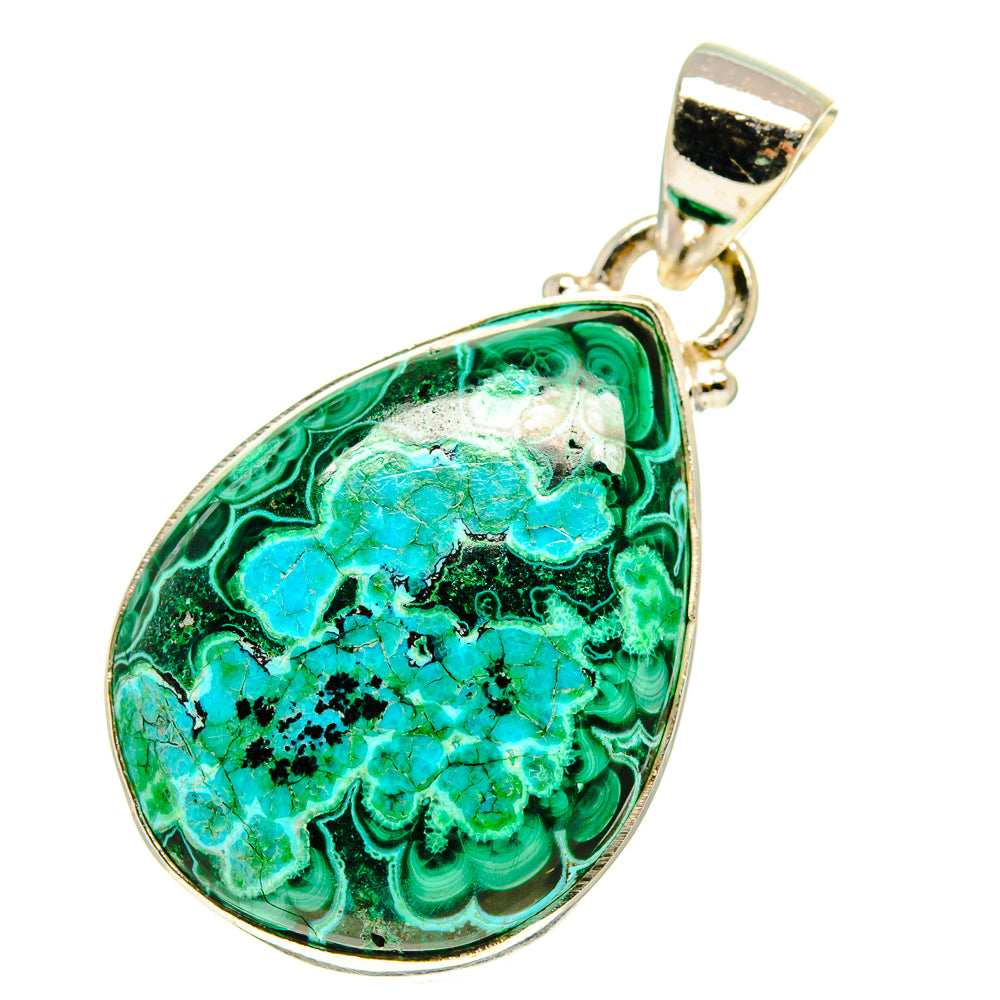 Malachite In Chrysocolla Pendants handcrafted by Ana Silver Co - PD759937