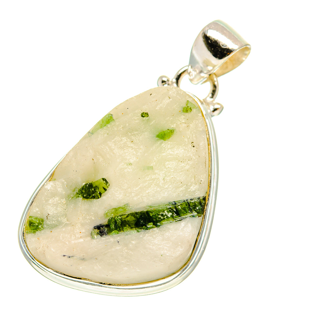 Green Tourmaline In Quartz Pendants handcrafted by Ana Silver Co - PD759943