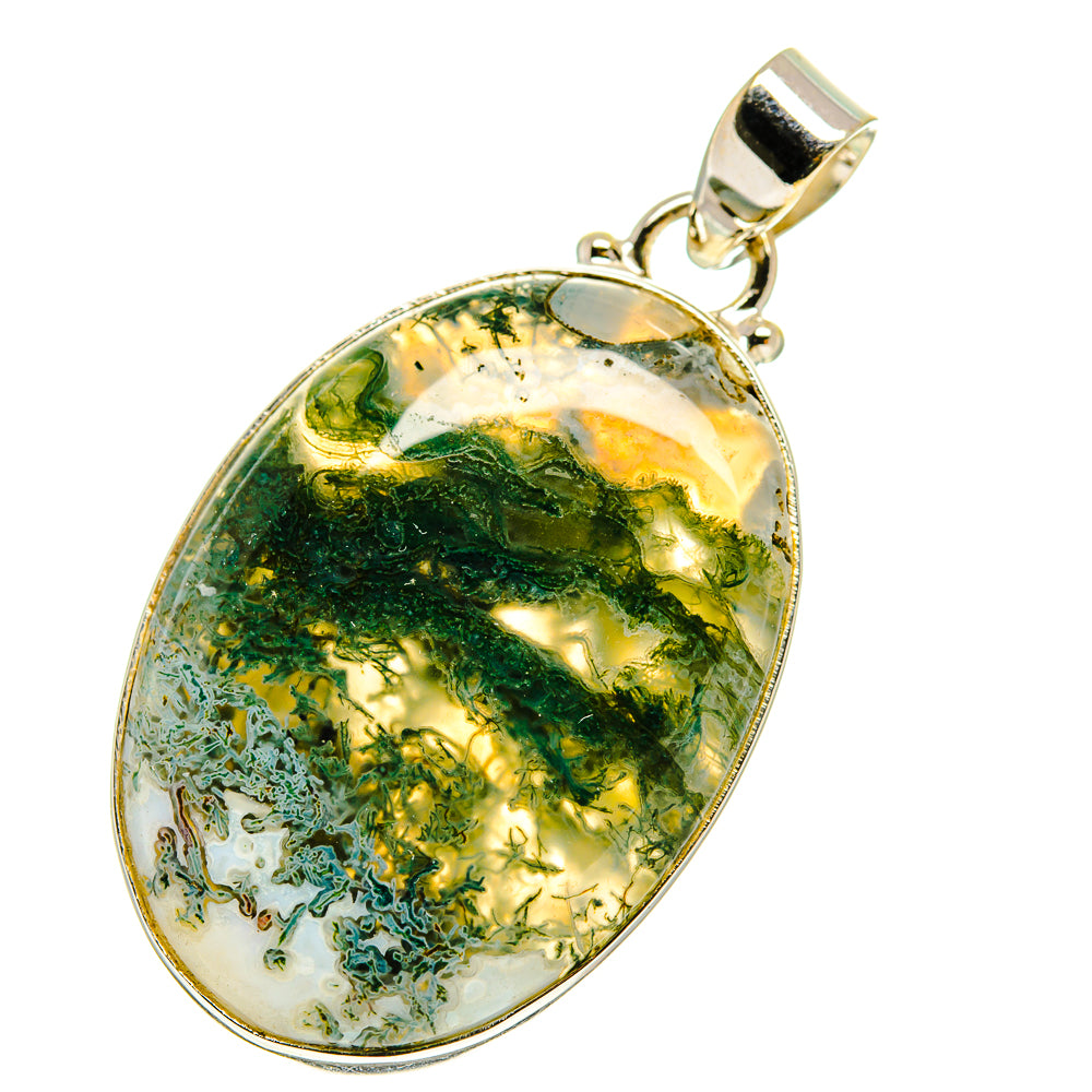 Green Moss Agate Pendants handcrafted by Ana Silver Co - PD759953