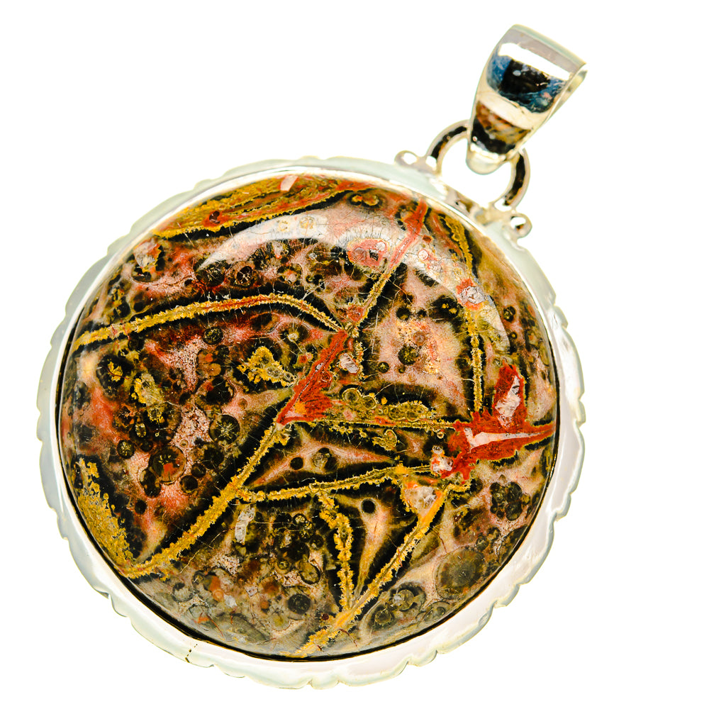 Poppy Jasper sterling silver pendant with round multicolor gemstone and bail