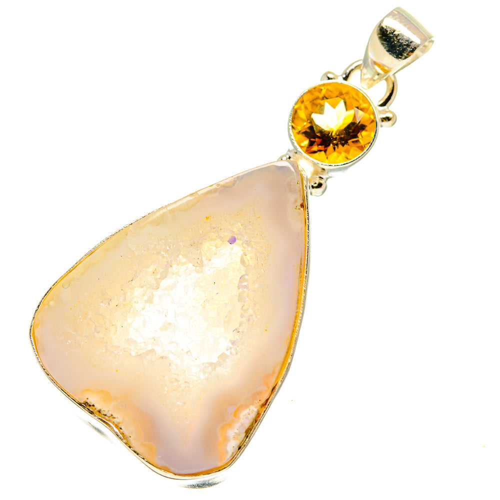 White Geode Slice Pendants handcrafted by Ana Silver Co - PD759989