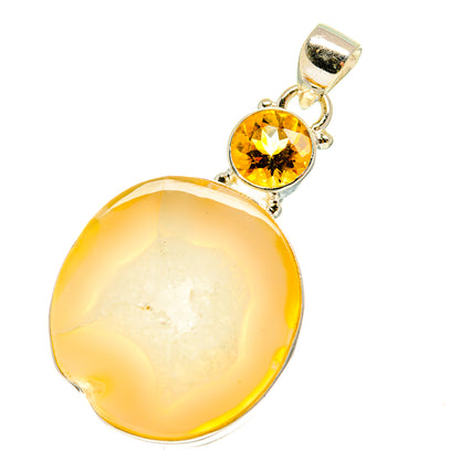 White Geode Slice Pendants handcrafted by Ana Silver Co - PD759992