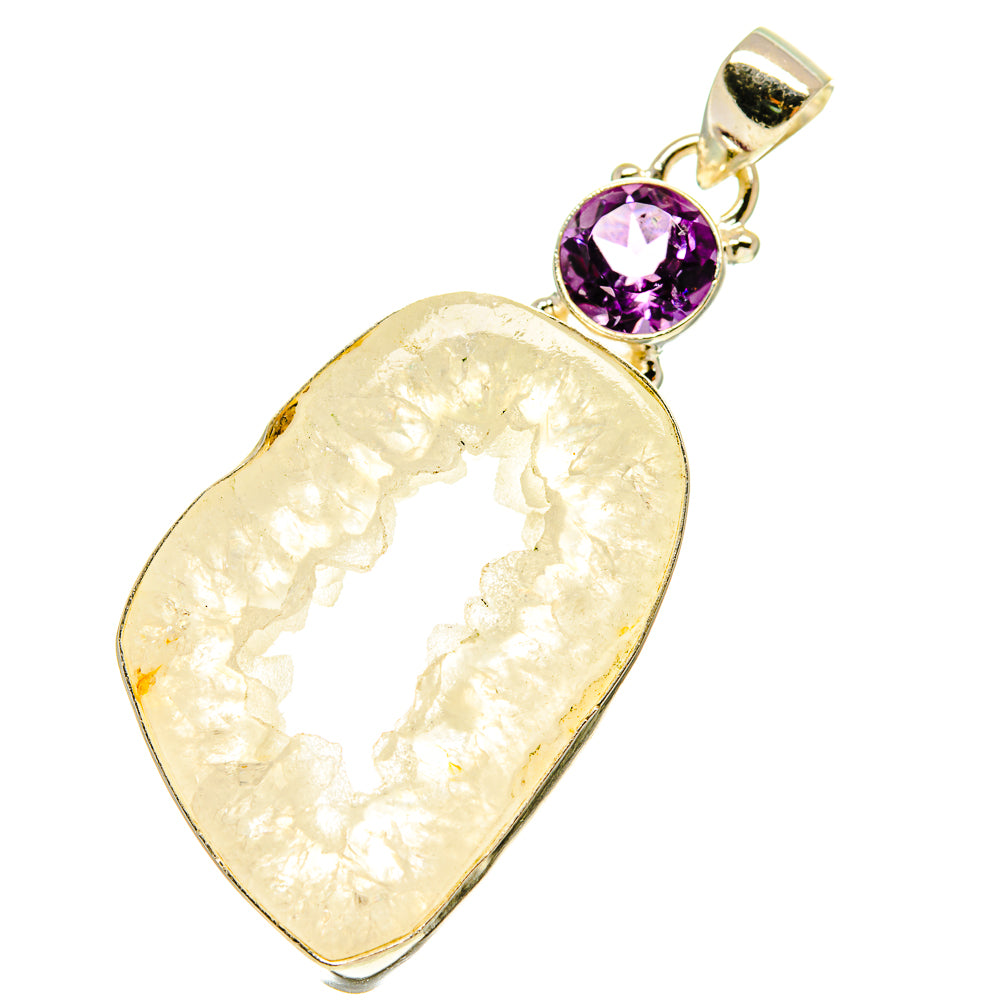 White Geode Slice Pendants handcrafted by Ana Silver Co - PD760029