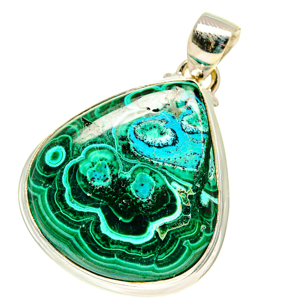 Malachite In Chrysocolla Pendants handcrafted by Ana Silver Co - PD760071