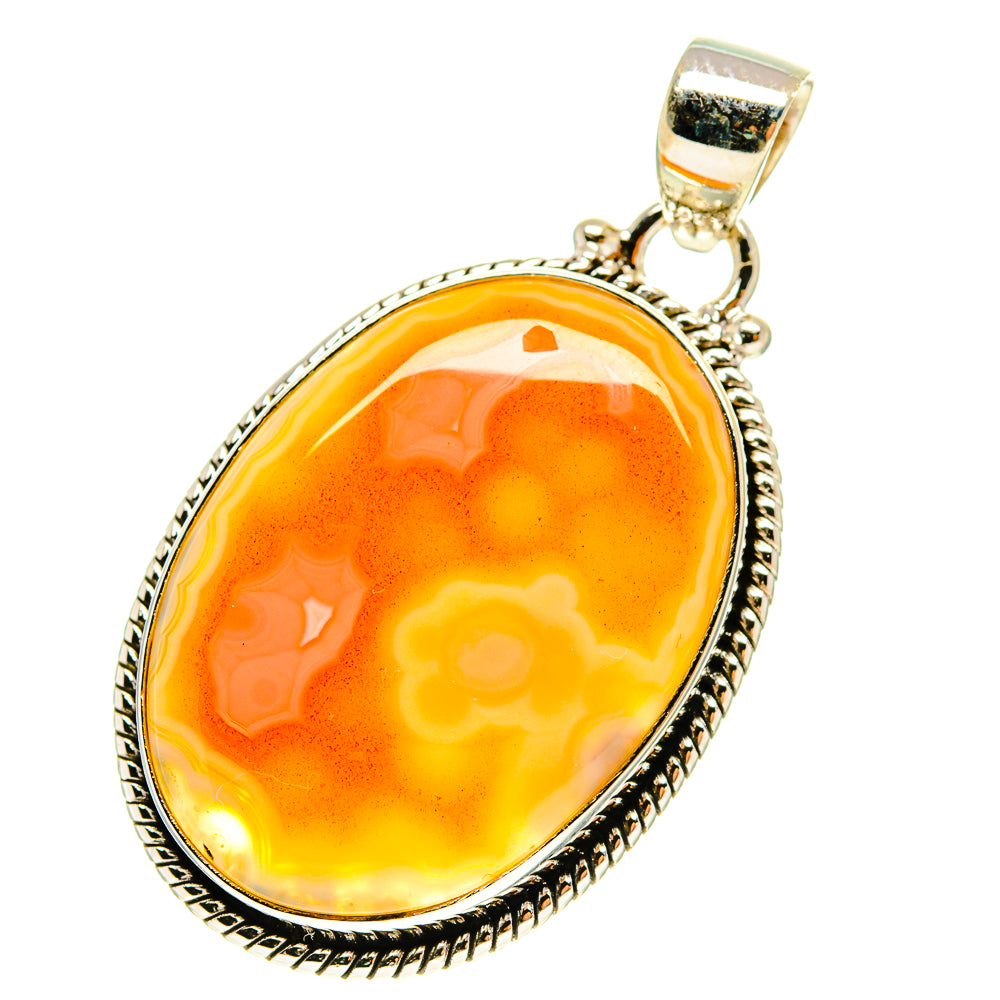 Orange Botswana Agate Pendants handcrafted by Ana Silver Co - PD760075