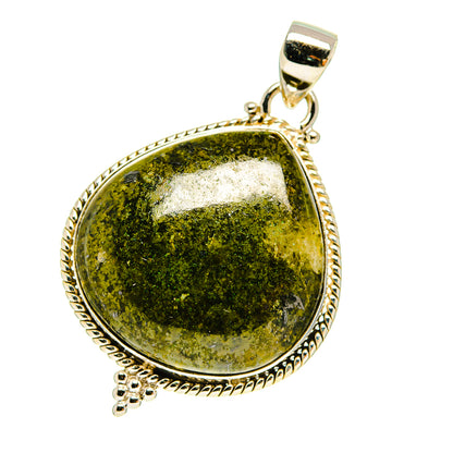 Oval Rainforest jasper pendant with silver bezel and loop bail