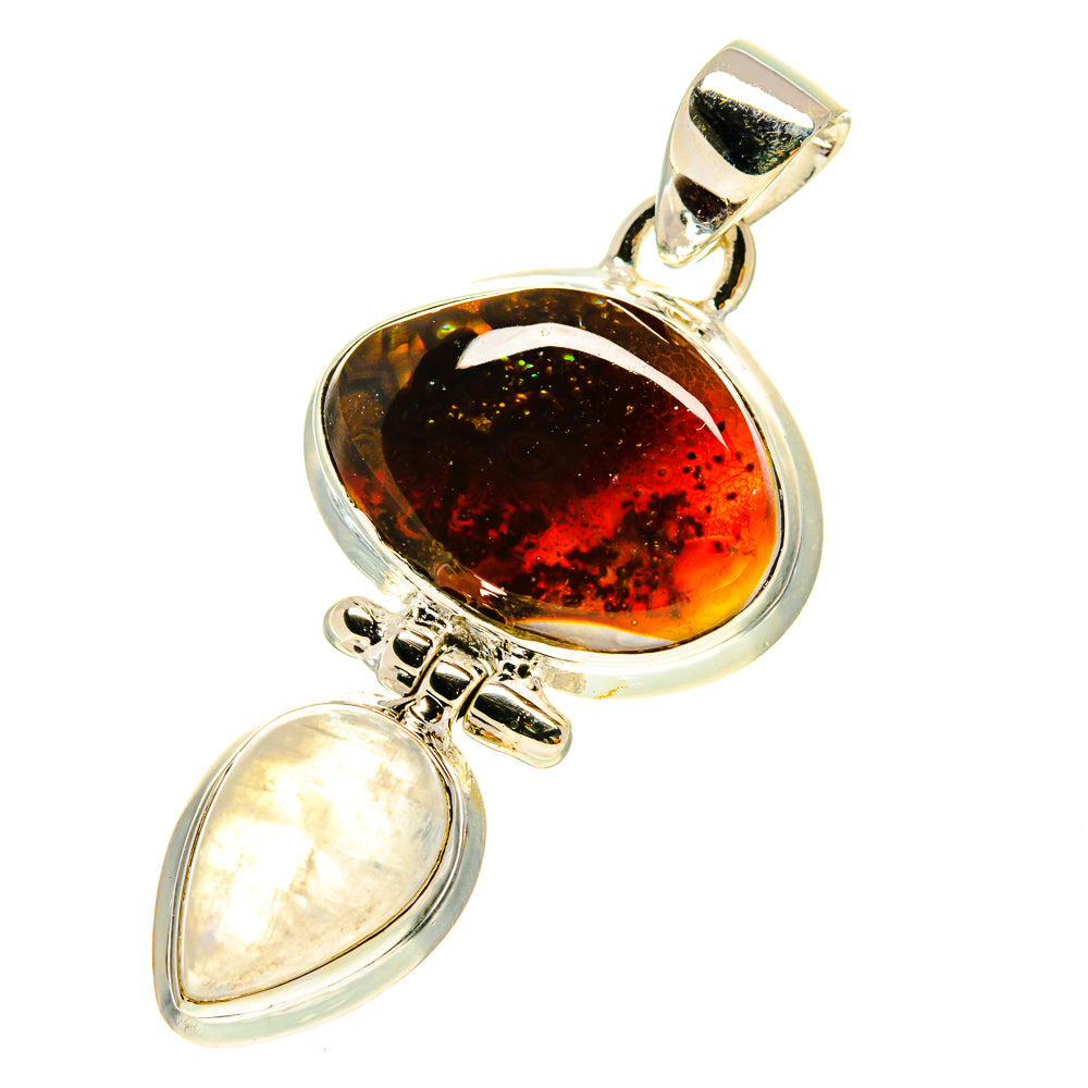 Mexican Fire Agate Pendants handcrafted by Ana Silver Co - PD760104