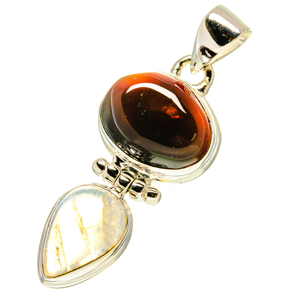 Mexican Fire Agate Pendants handcrafted by Ana Silver Co - PD760107