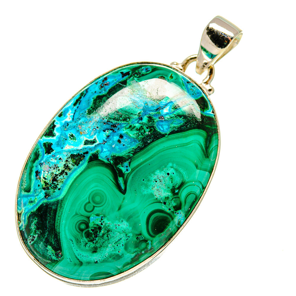 Malachite In Chrysocolla Pendants handcrafted by Ana Silver Co - PD760122