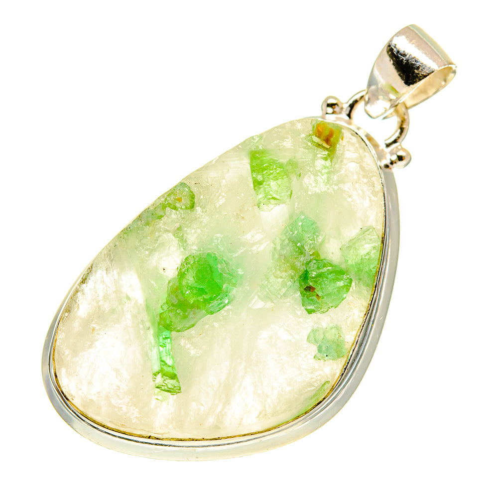 Green Tourmaline In Quartz Pendants handcrafted by Ana Silver Co - PD760150