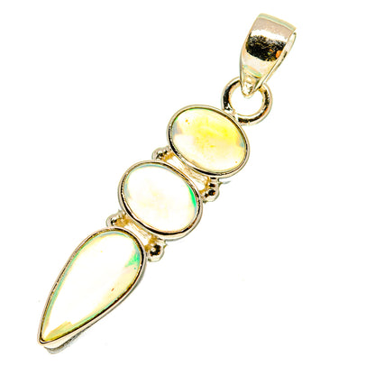 Sterling silver opal pendant with four mixed-shape opals and gold-tone bail
