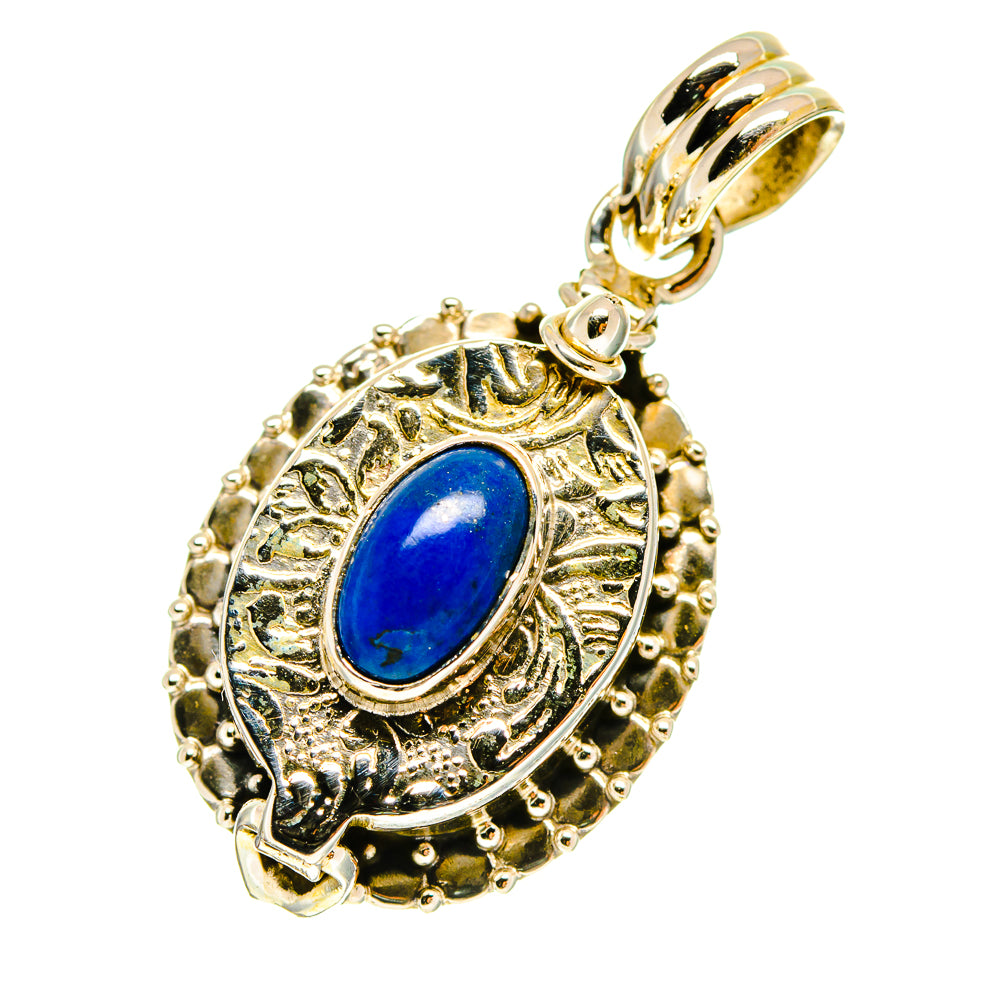 Lapis lazuli poison pendant in 925 sterling silver with oval blue cabochon