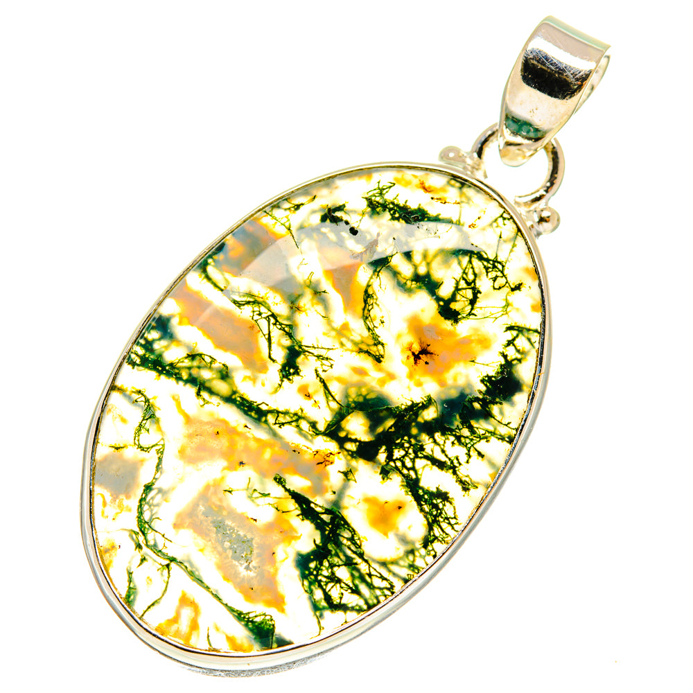 Green Moss Agate Pendants handcrafted by Ana Silver Co - PD760200