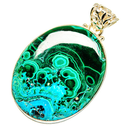 Malachite In Chrysocolla Pendants handcrafted by Ana Silver Co - PD760233