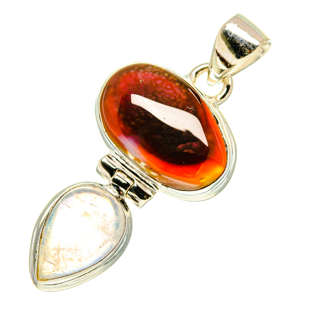 Mexican Fire Agate Pendants handcrafted by Ana Silver Co - PD760257