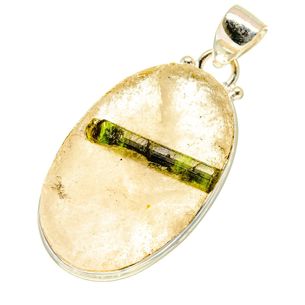 Green Tourmaline In Quartz Pendants handcrafted by Ana Silver Co - PD760270