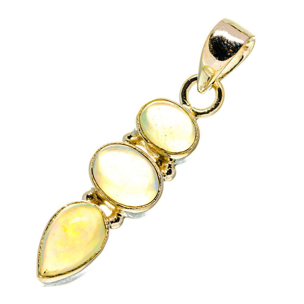 Sterling silver opal pendant with three oval and one tear-drop iridescent stone