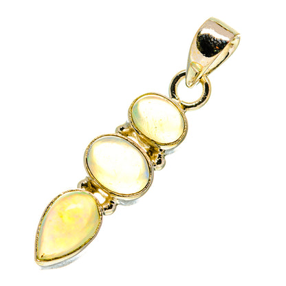 Sterling silver opal pendant with three oval and one tear-drop iridescent stone