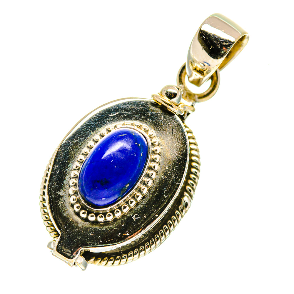 925 sterling silver poison pendant with oval blue lapis stone and bail loop