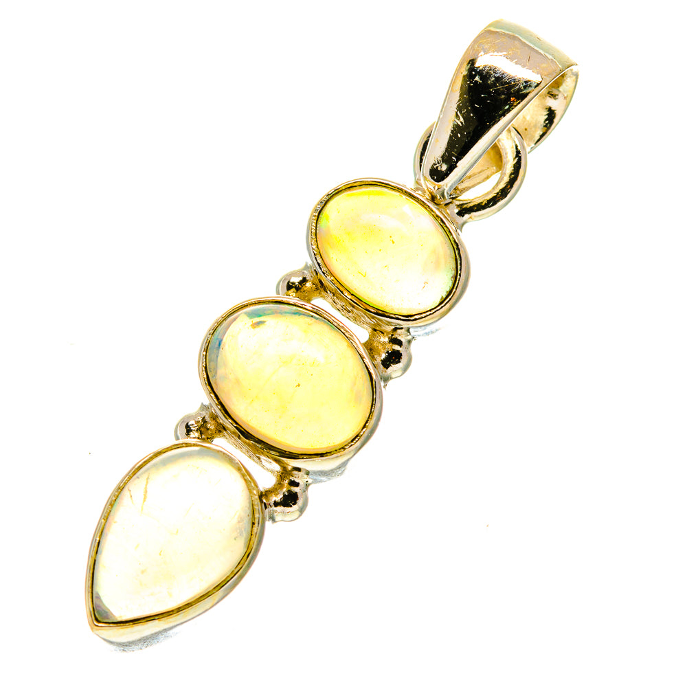 Natural Ethiopian opal pendant with three oval opal stones in 925 sterling silver