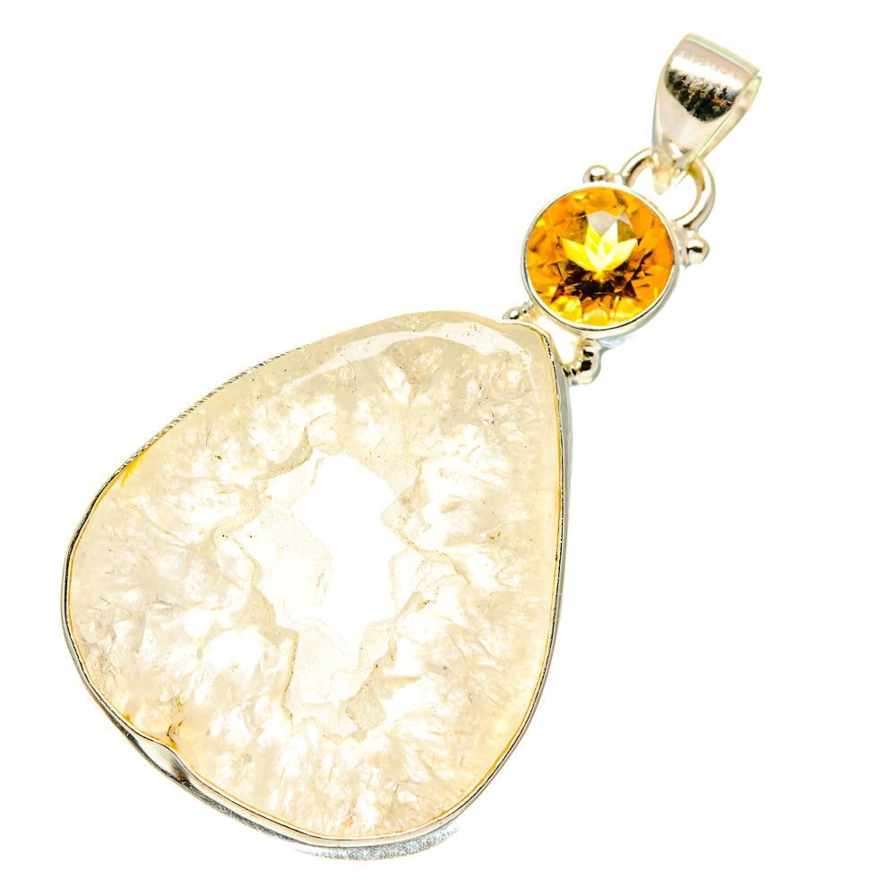 White Geode Slice Pendants handcrafted by Ana Silver Co - PD760366