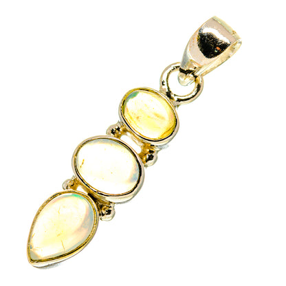 Opal pendant with gold-tone sterling silver setting and oval, teardrop stones