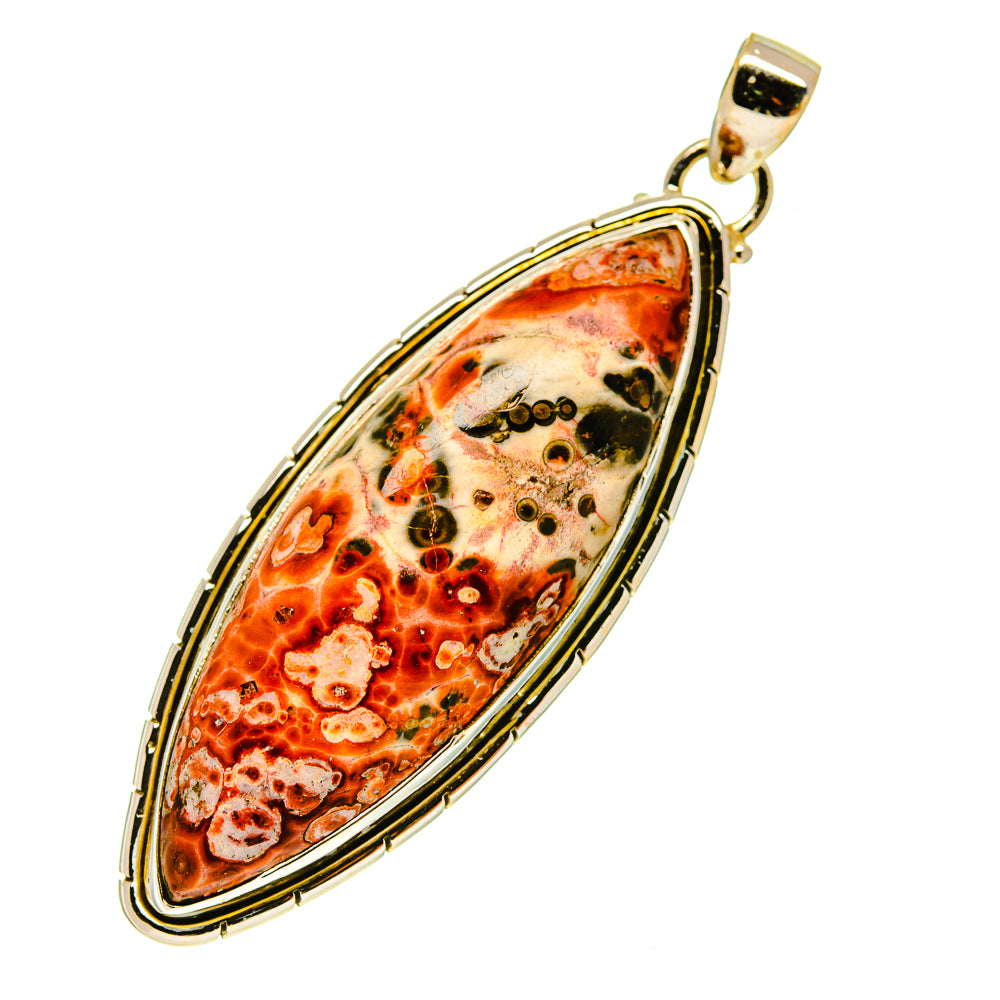 Ocean jasper pendant in gold-tone 925 sterling silver with oval orange stone setting