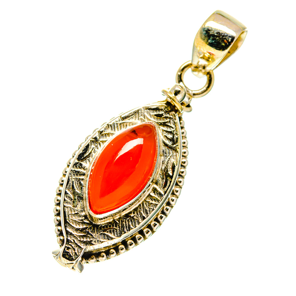 925 sterling silver pendant with oval carnelian red stone and ornate oval bezel