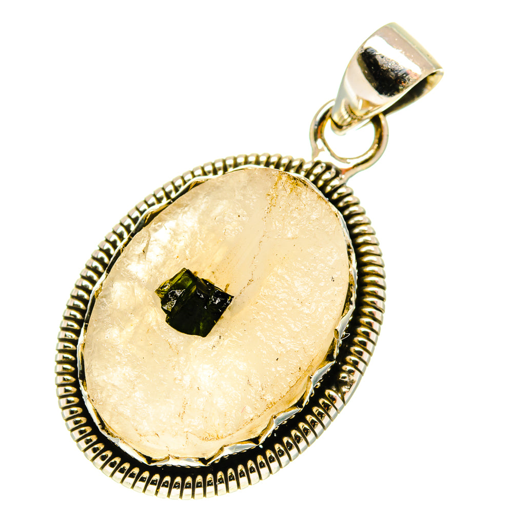 Green Tourmaline In Quartz Pendants handcrafted by Ana Silver Co - PD760439 - Photo 2