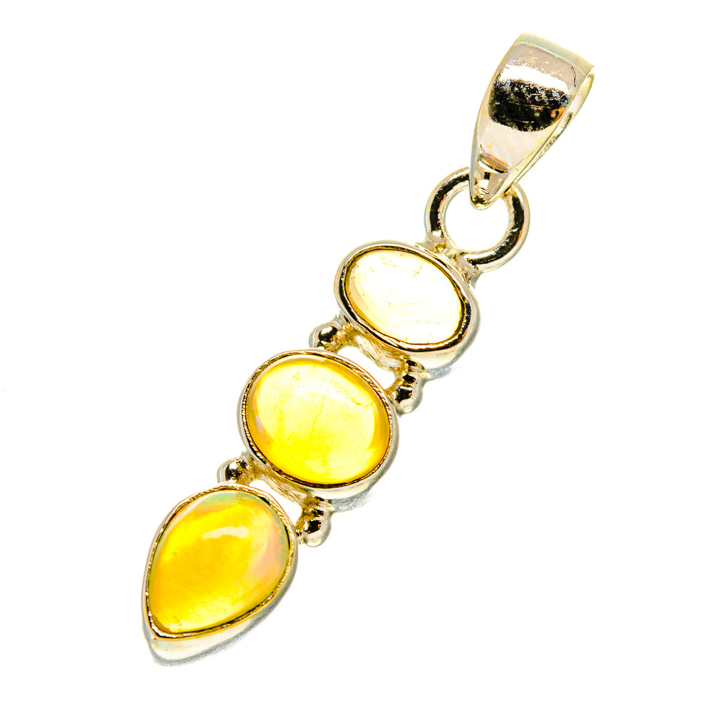 Sterling silver opal pendant with three yellow teardrop cabochons