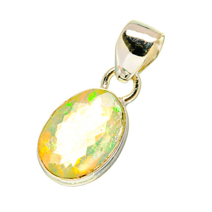 925 sterling silver oval opal pendant with faceted bezel and polished bail