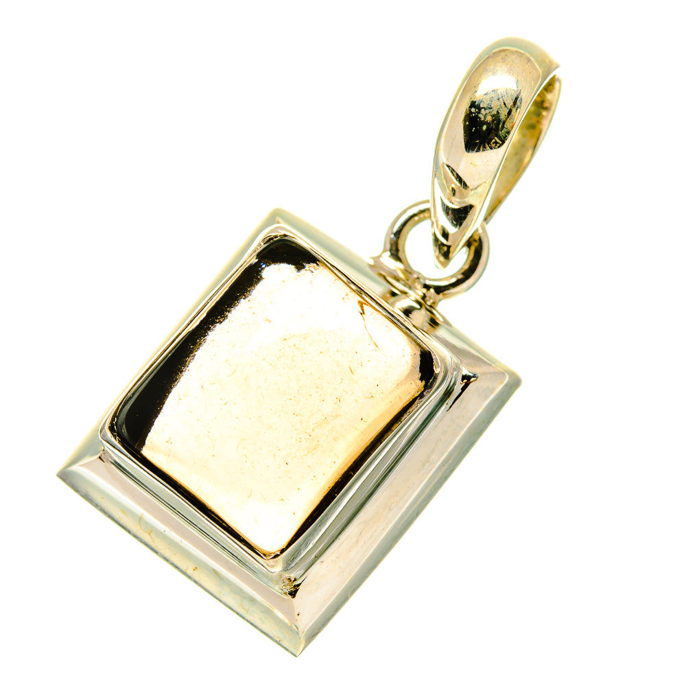 Square smoky quartz pendant in sterling silver with open bale and reflective bezel