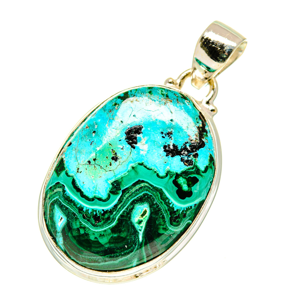 Malachite In Chrysocolla Pendants handcrafted by Ana Silver Co - PD760569