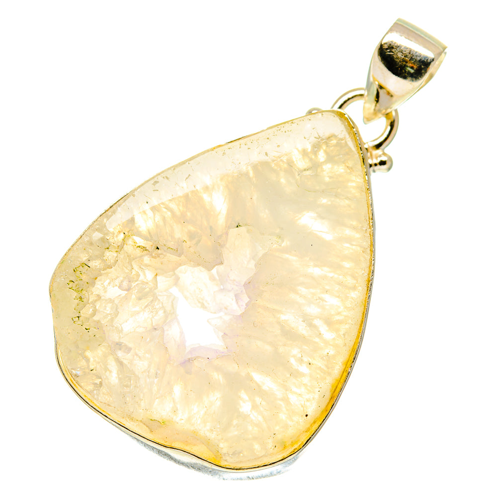 White Geode Slice Pendants handcrafted by Ana Silver Co - PD760578
