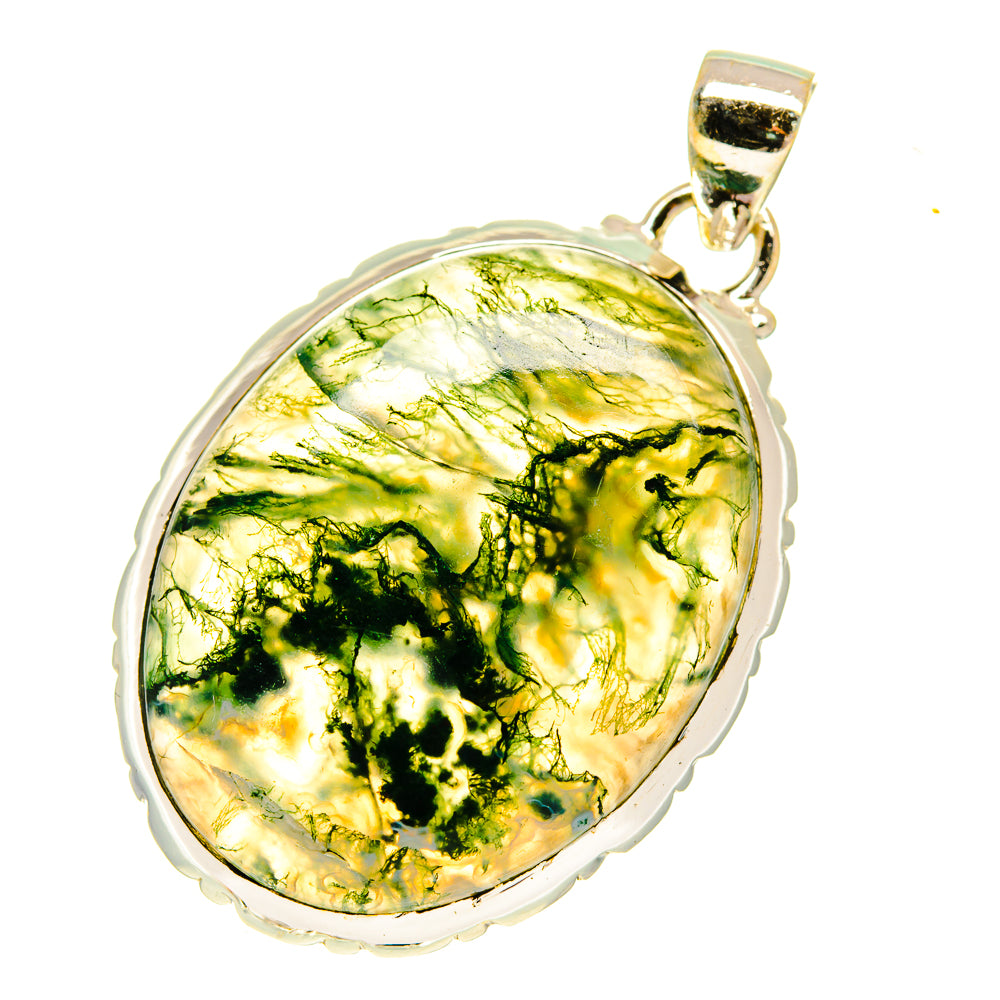 Green Moss Agate Pendants handcrafted by Ana Silver Co - PD760671
