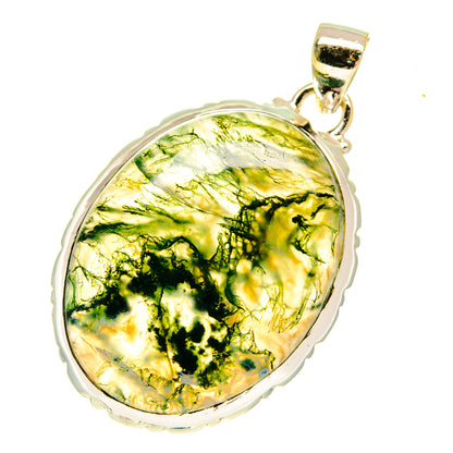Green Moss Agate Pendants handcrafted by Ana Silver Co - PD760671