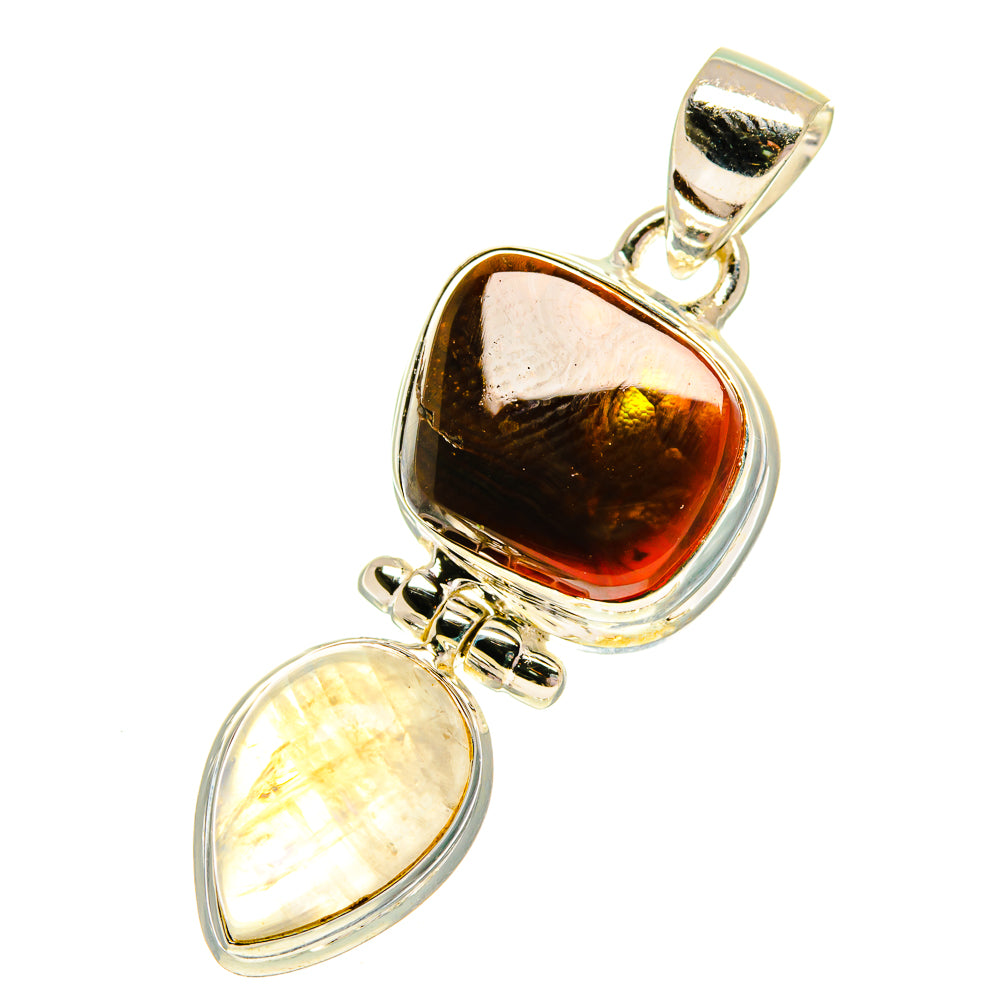 Mexican Fire Agate Pendants handcrafted by Ana Silver Co - PD760703