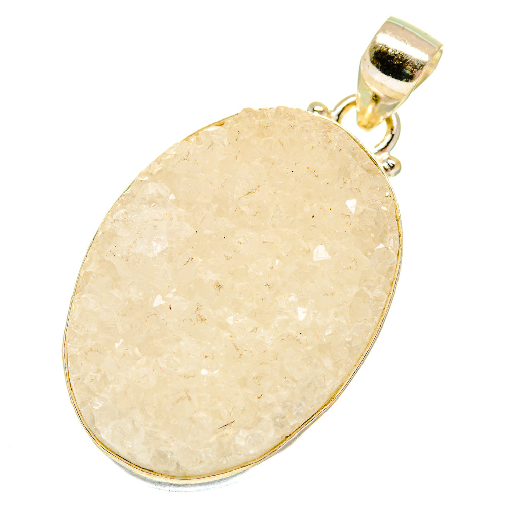 White Quartz Druzy Pendants handcrafted by Ana Silver Co - PD760762