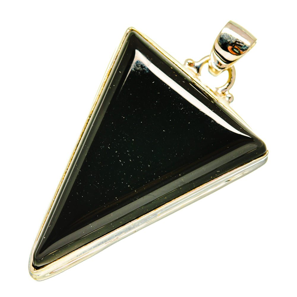 Triangle black onyx pendant with 925 sterling silver bezel and bail