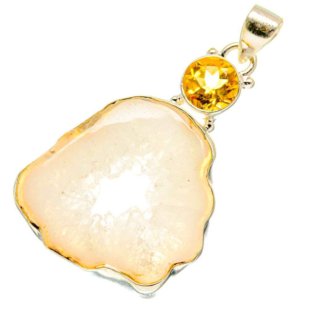 White Geode Slice Pendants handcrafted by Ana Silver Co - PD760780