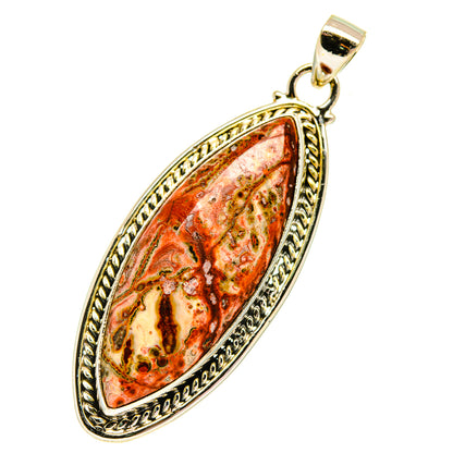 Red jasper pendant with ornate 925 sterling silver frame and bail, teardrop shape