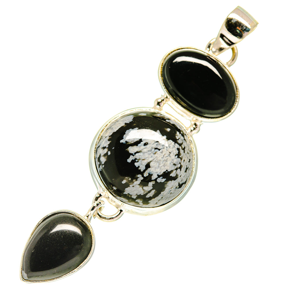 Snowflake Obsidian Pendants handcrafted by Ana Silver Co - PD760789