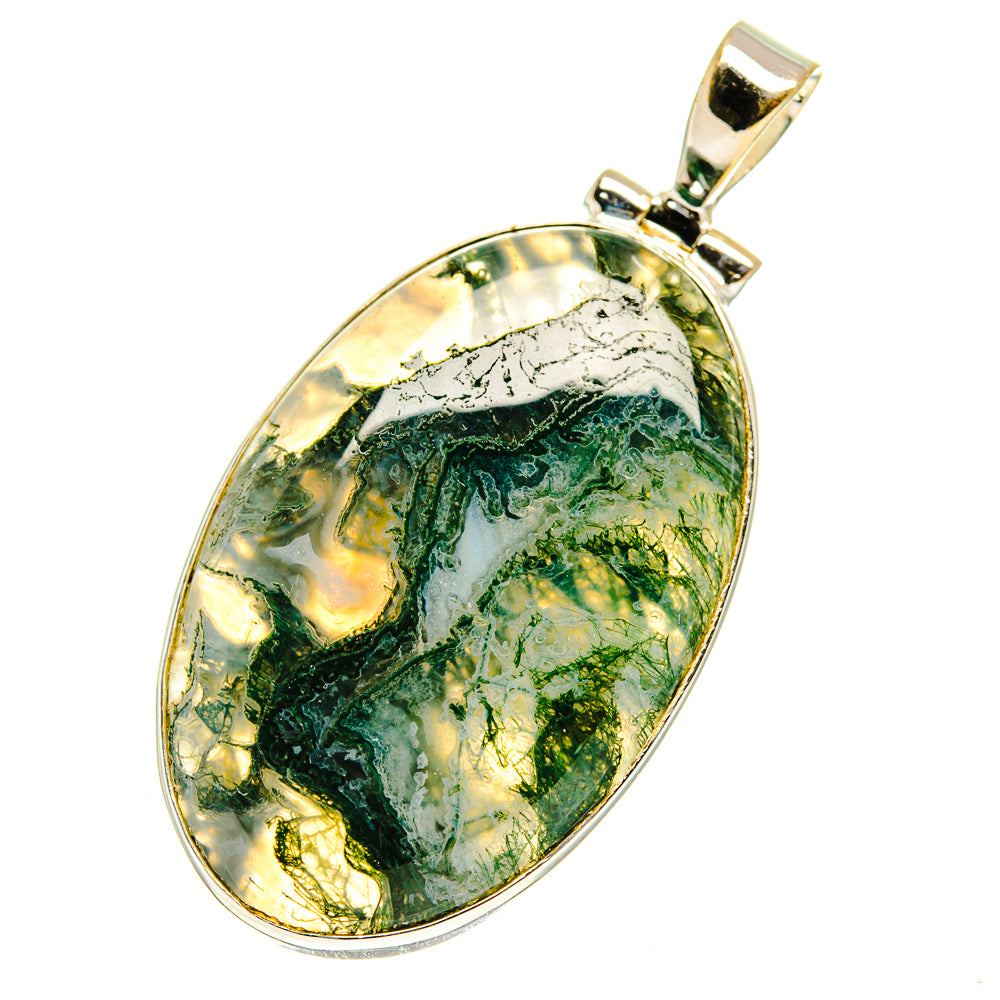 Green Moss Agate Pendants handcrafted by Ana Silver Co - PD760849