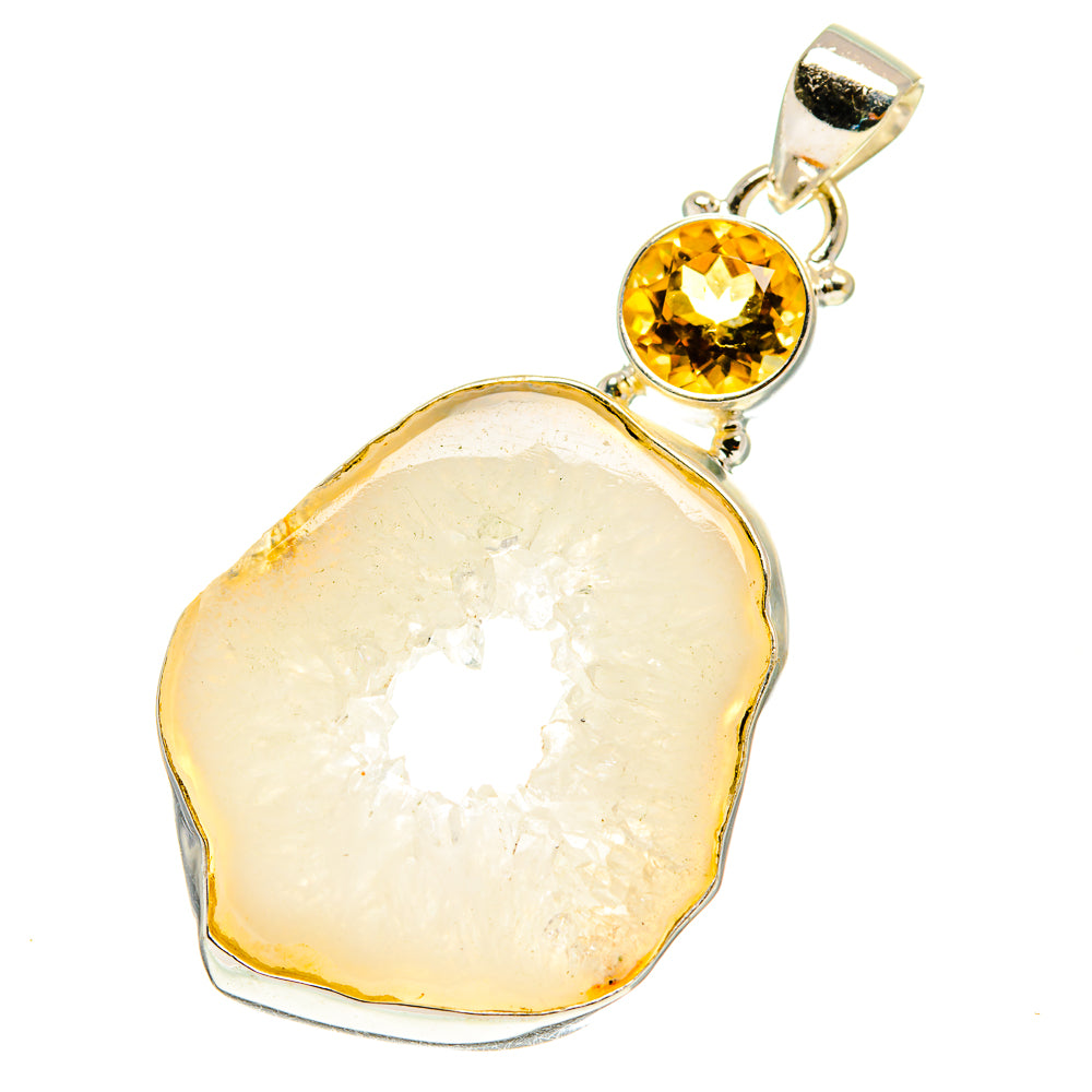White Geode Slice Pendants handcrafted by Ana Silver Co - PD760875