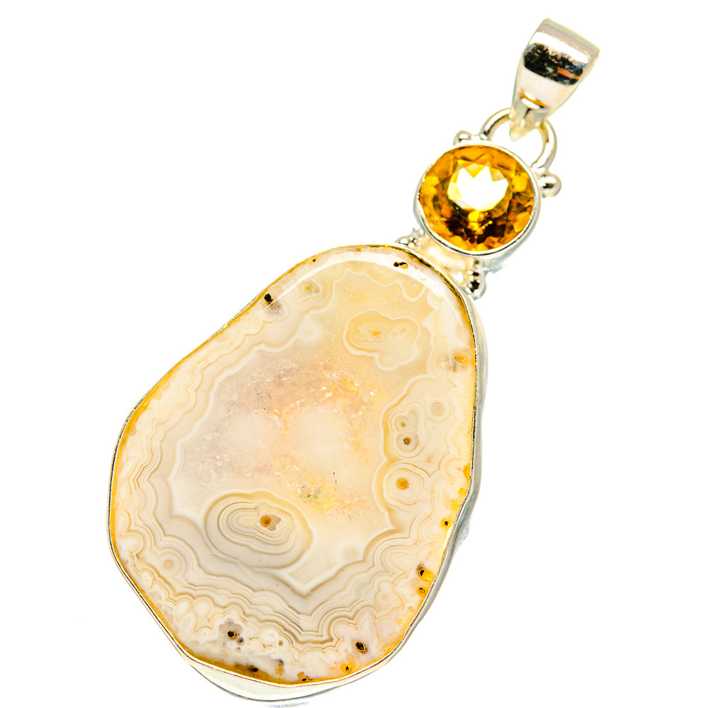 White Geode Slice Pendants handcrafted by Ana Silver Co - PD760876