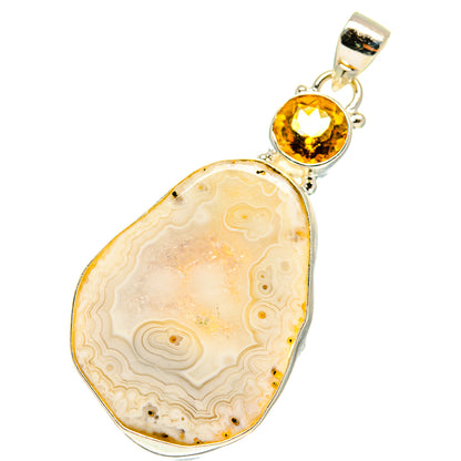 White Geode Slice Pendants handcrafted by Ana Silver Co - PD760876