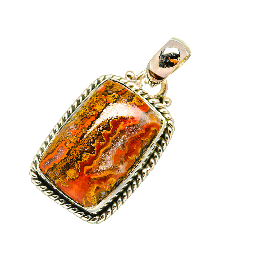925 sterling silver agate pendant with bail and rectangular orange-red stone